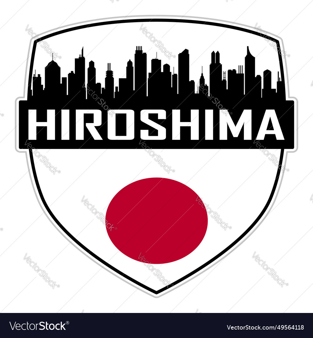 Hiroshima skyline silhouette japan flag travel