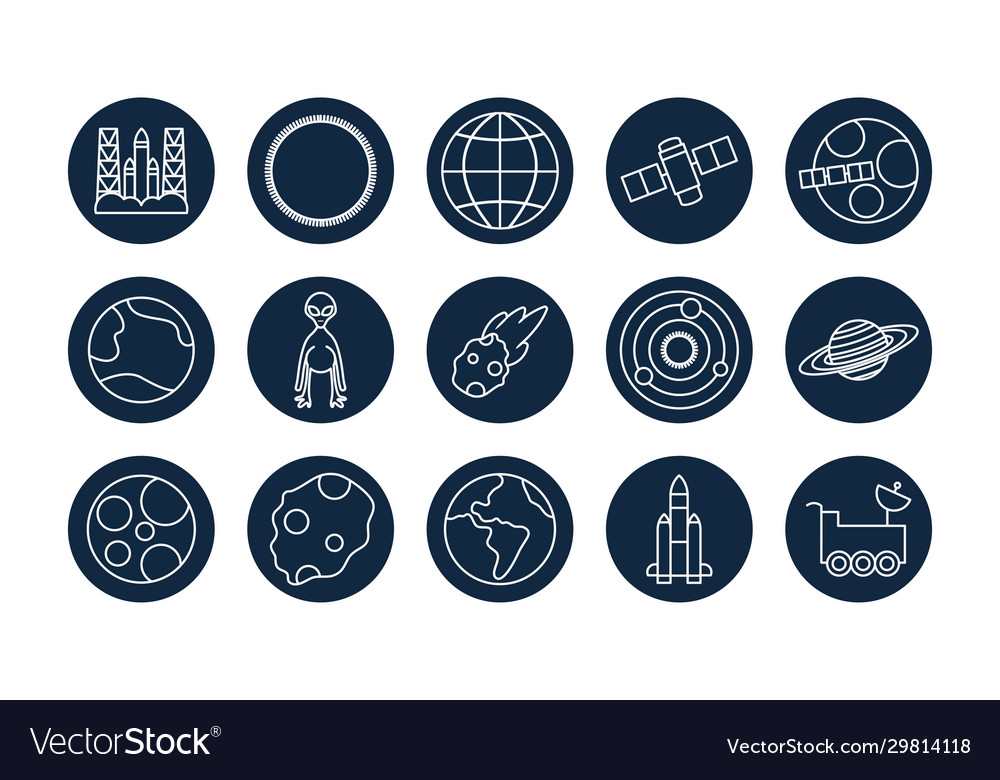 Isolierte Raumlinie Block-Stil-Icon-Set