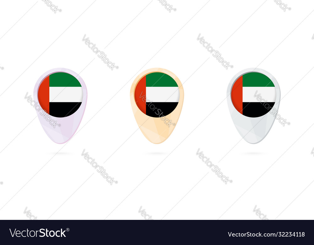 Map markers with flag united arab emirates 3