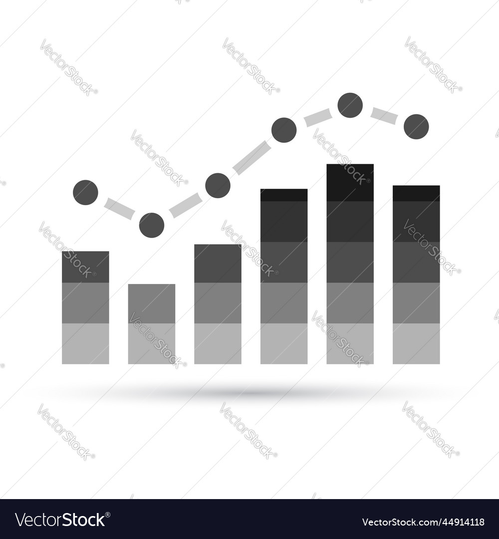 Rising stats graph with grey bars and shadow