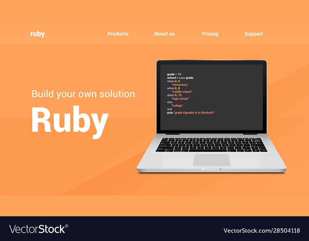 Ruby programming code technology banner Royalty Free Vector