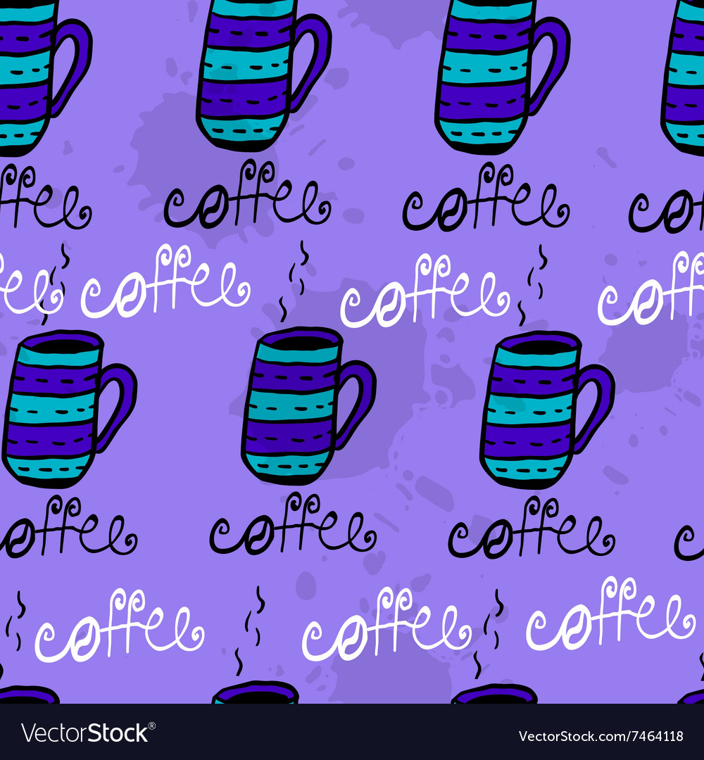 Seamless pattern with sketchy h coffee cups