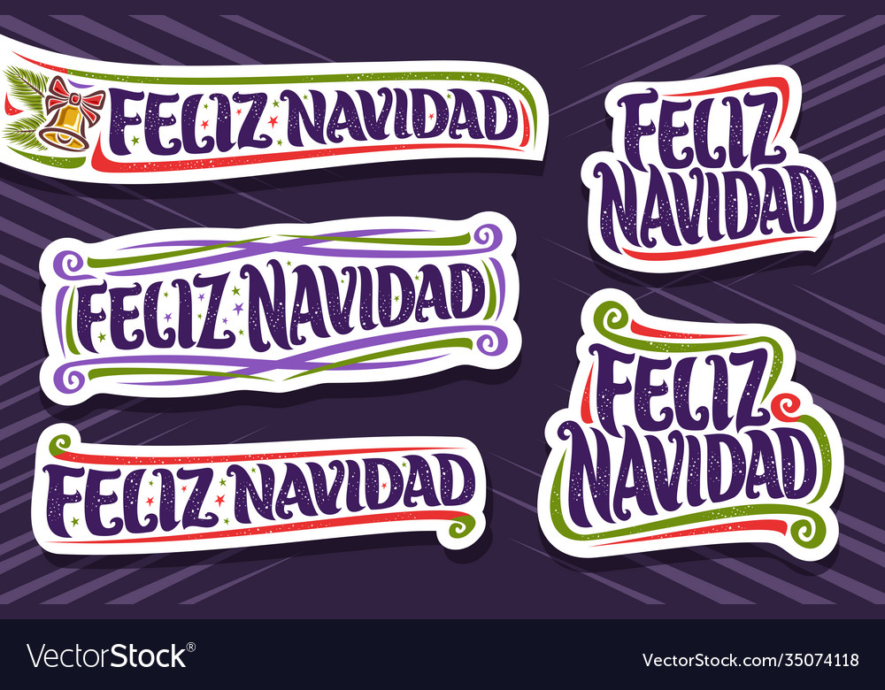 Set for merry christmas in spanish vector image Set for merry christmas in spanish