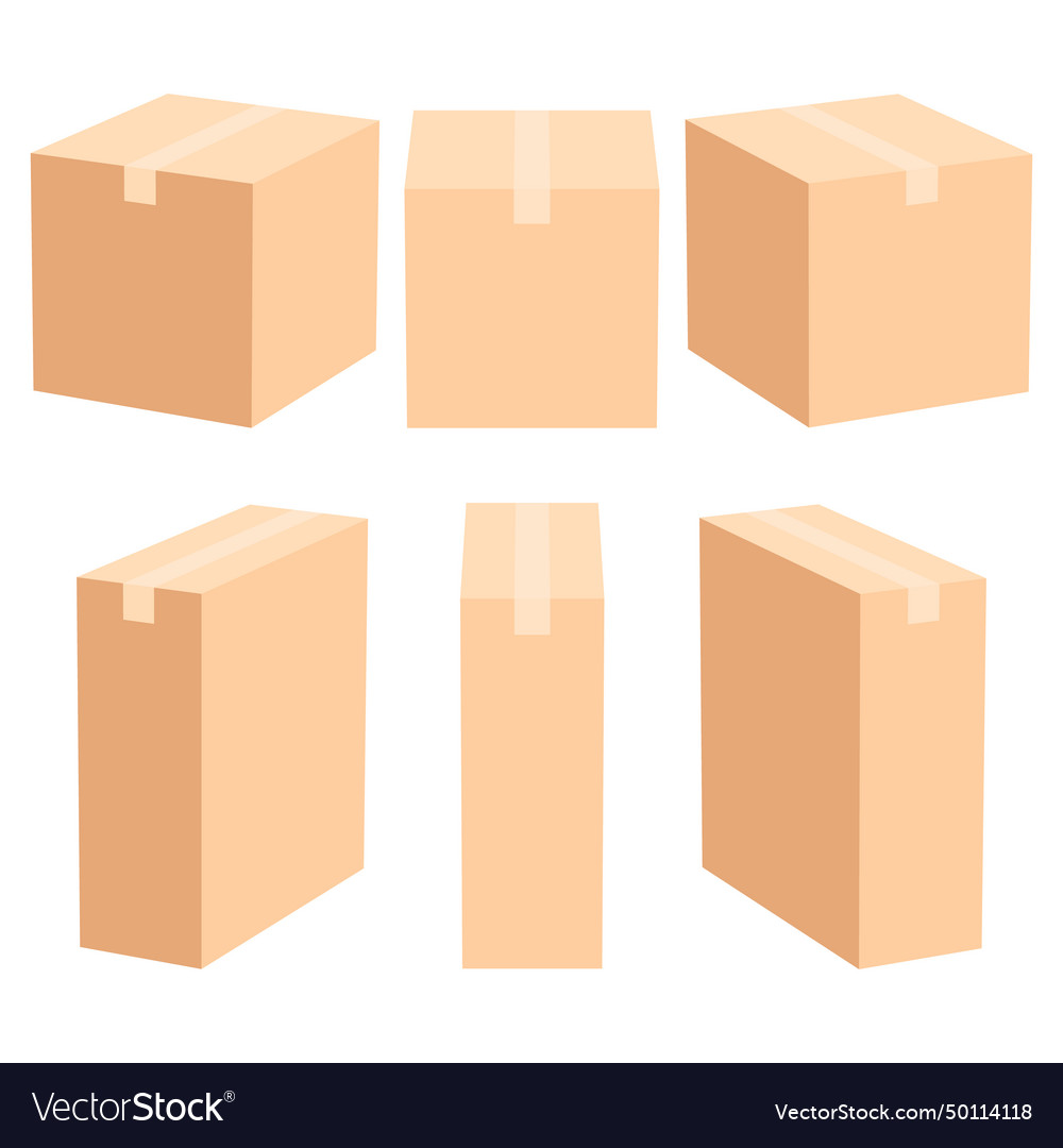 Set of cardboard box mockups different size Vector Image