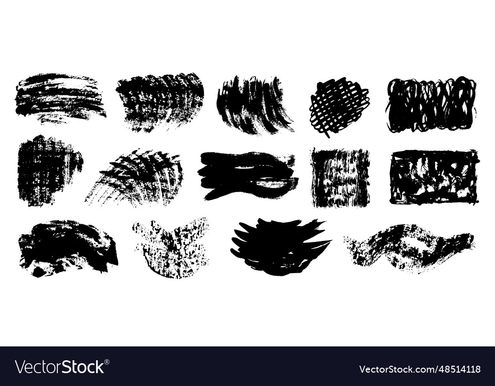 Set of grunge textures black paint ink Royalty Free Vector