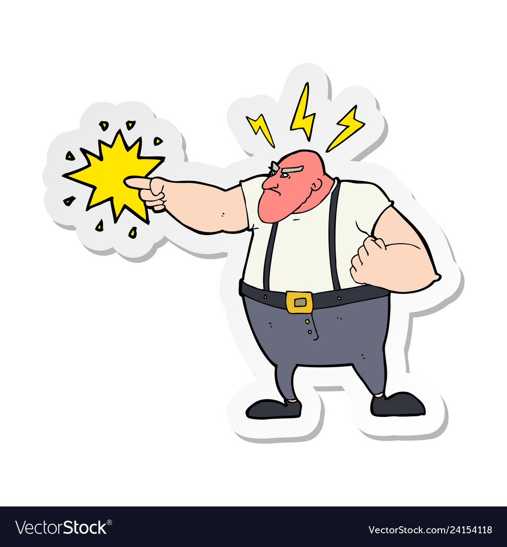 Sticker of a cartoon angry man