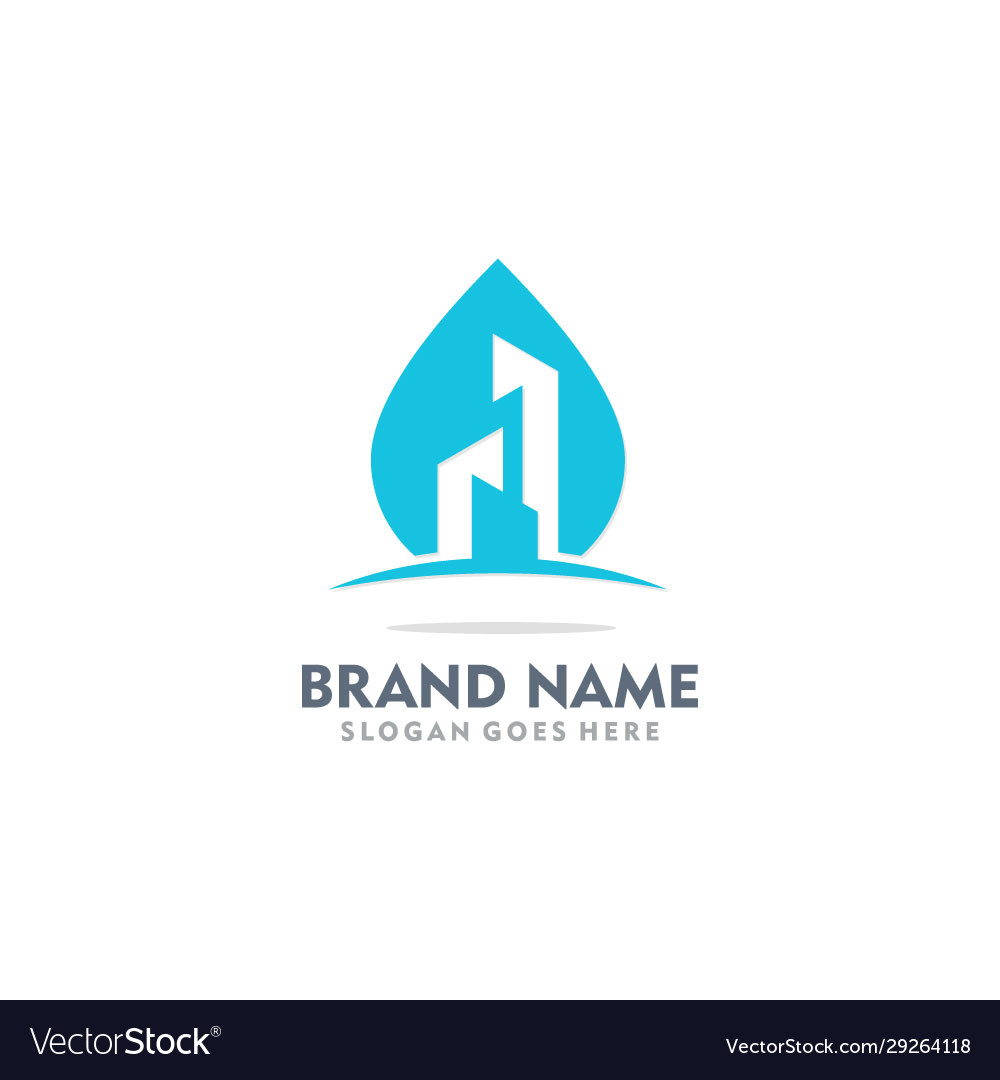 Water droplet building realty logo