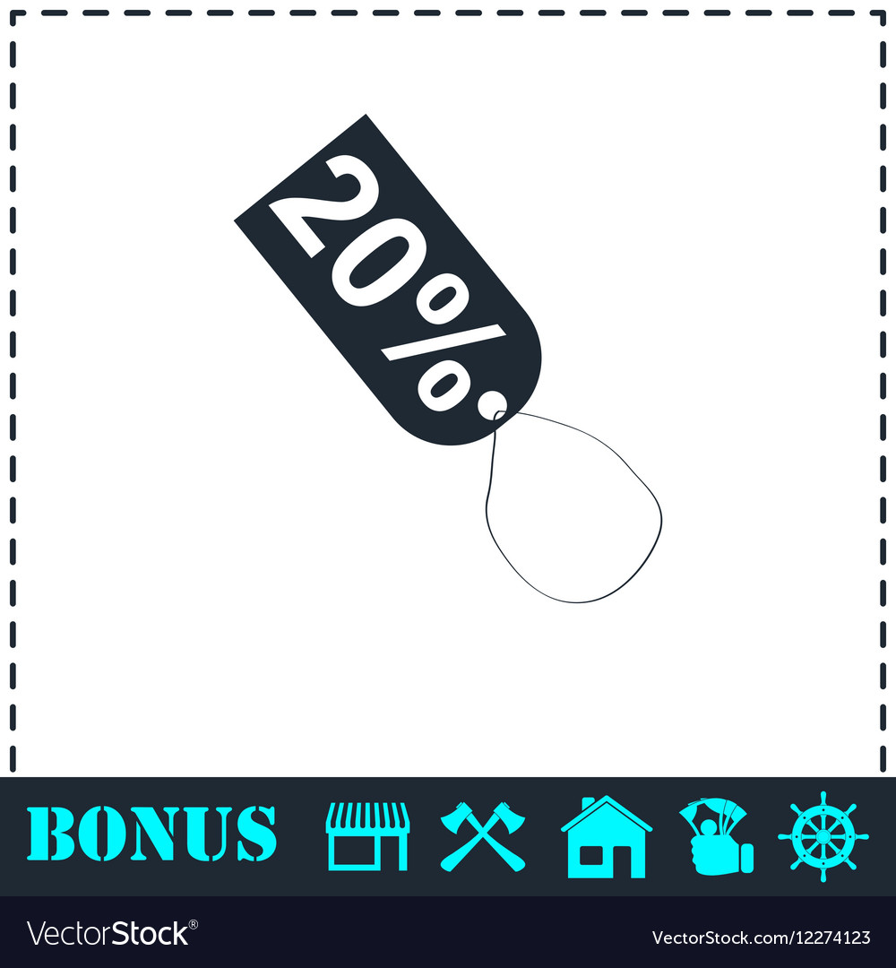 20 percent discount icon flat Royalty Free Vector Image