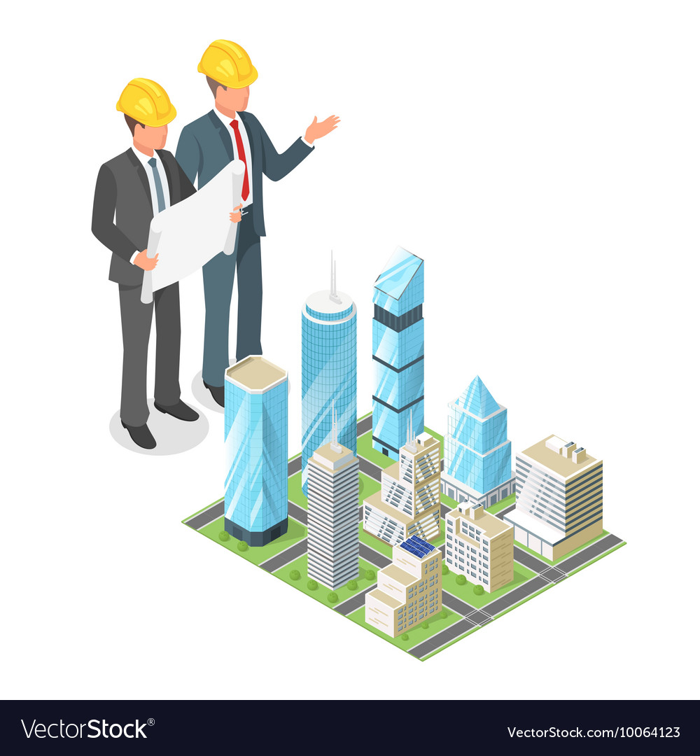 3d isometric concept of businessman or engineer