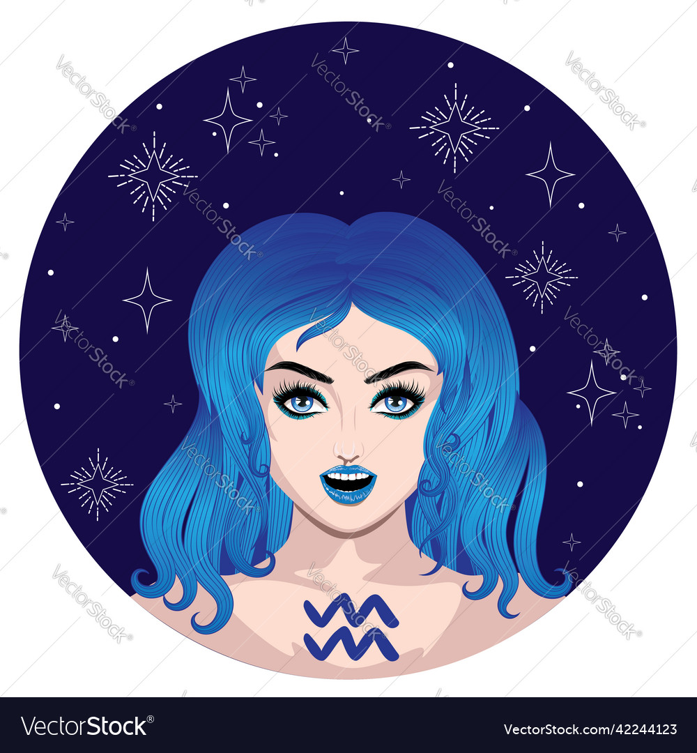 Aquarius girl avatar Royalty Free Vector Image