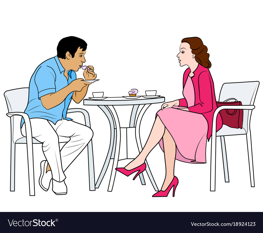 Couple Drinking Coffee Royalty Free Vector Image