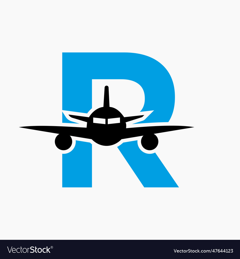 Initial letter r travel logo concept with flying Vector Image