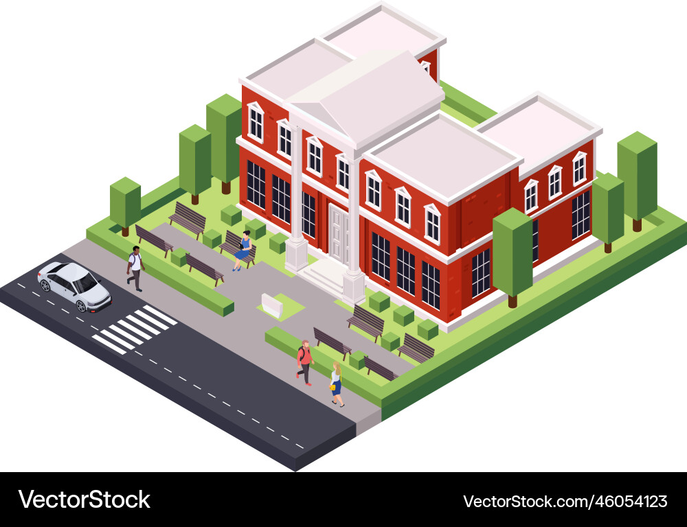 Isometric classic building composition Royalty Free Vector