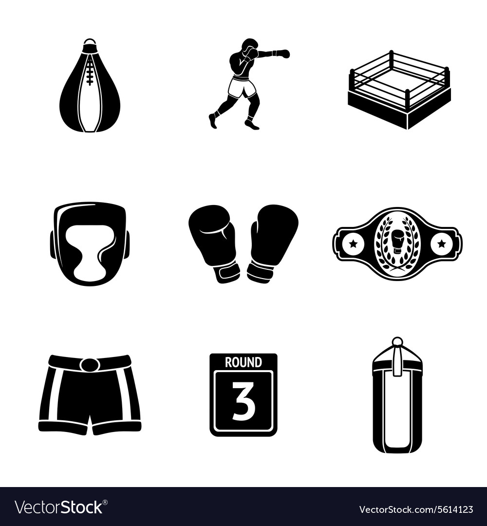 Set of boxing icons - gloves shorts helmet