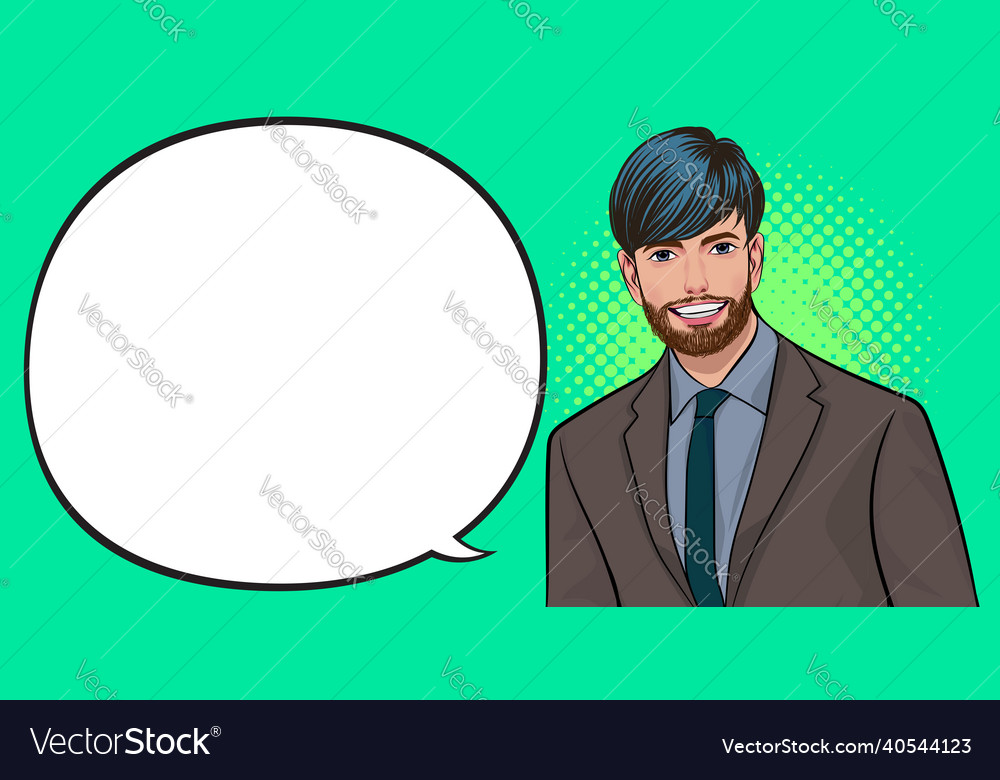 Smiling businessman and speech bubble Royalty Free Vector