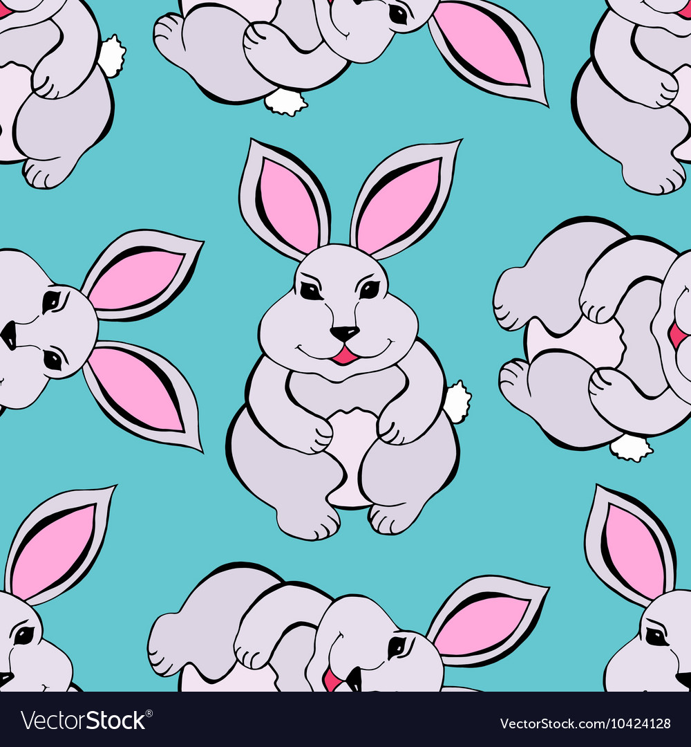 Bright rabbit patterned wallpaper Royalty Free Vector Image