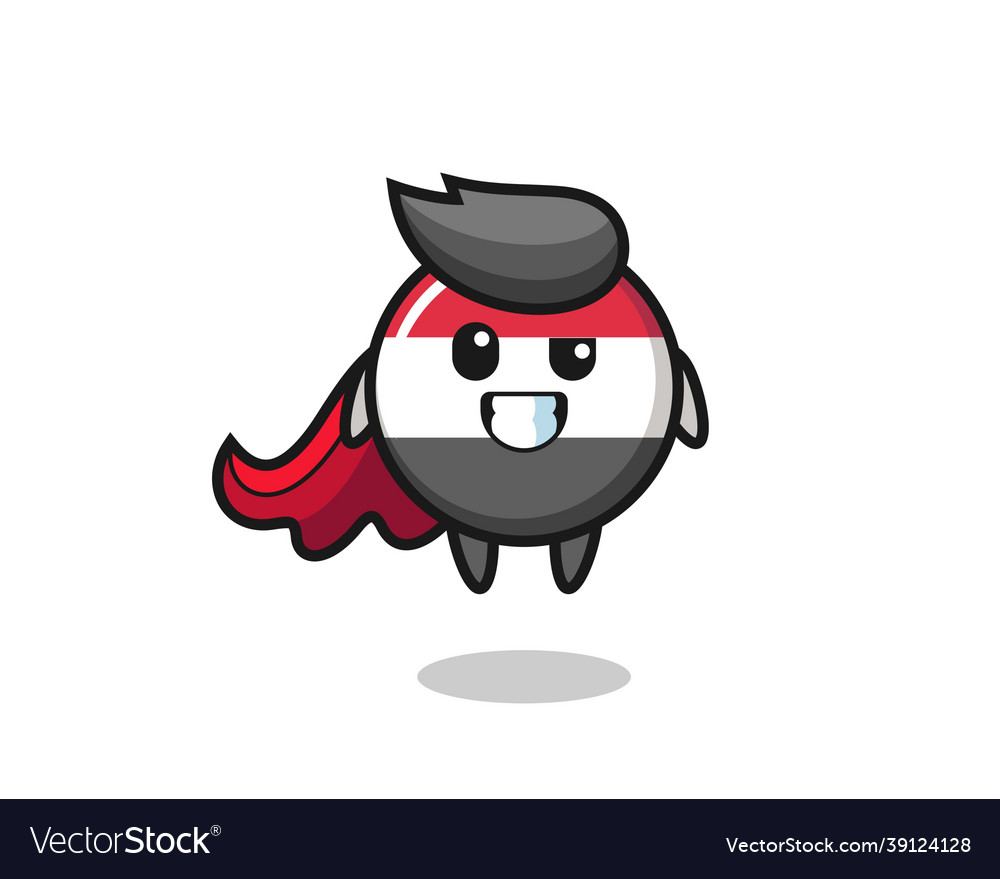 Cute yemen flag badge character as a flying