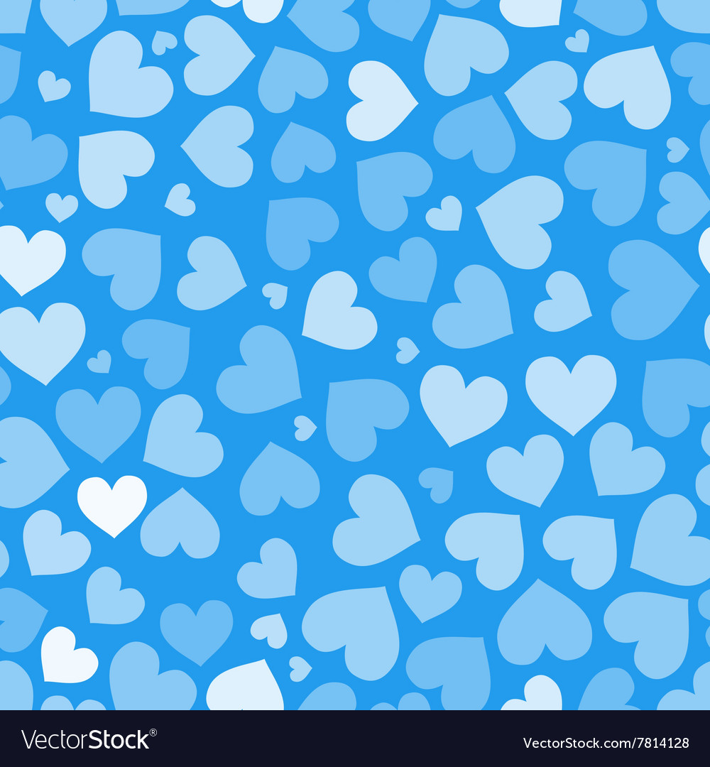 Hearts on blue seamless pattern Royalty Free Vector Image