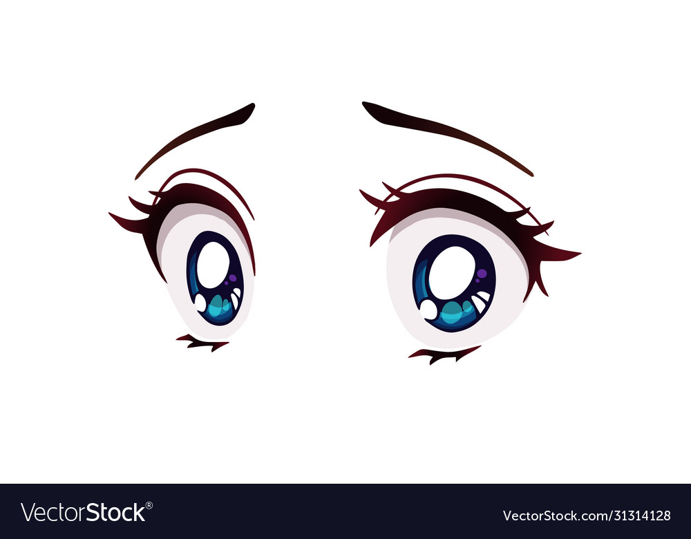 Premium Vector  Scared anime face. manga style big blue eyes