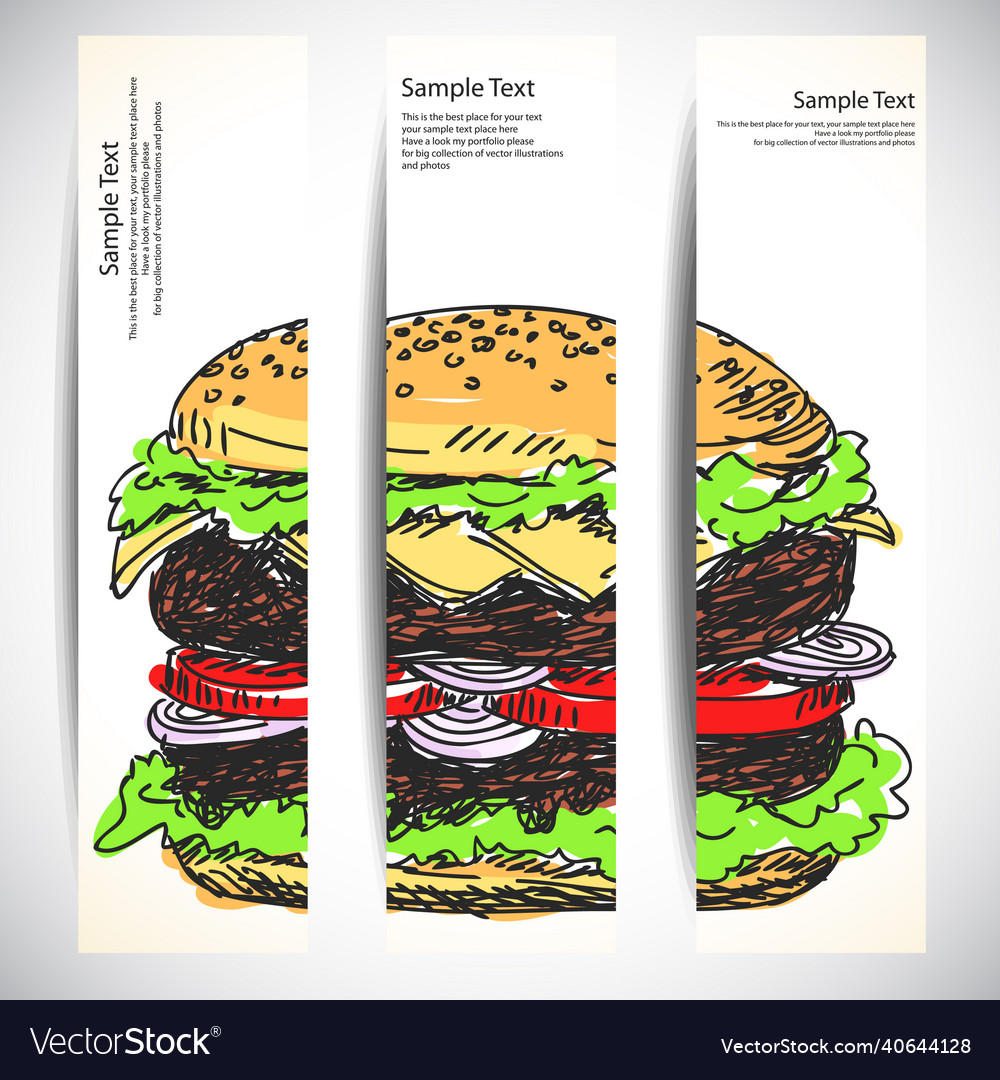 Set of banners with cheeseburger