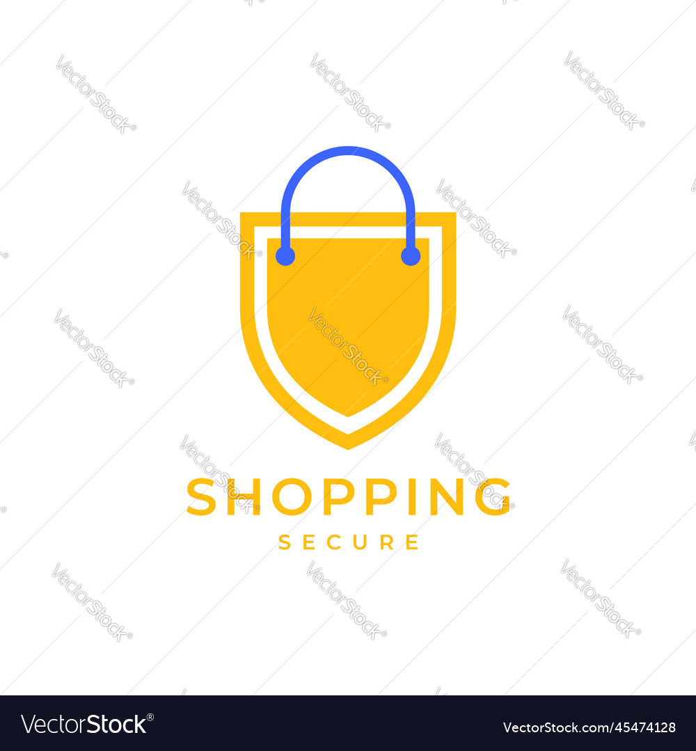 Shopping secure guard shield bag logo design icon