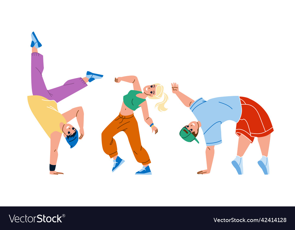 Teenagers in dancing class exercising dance Vector Image