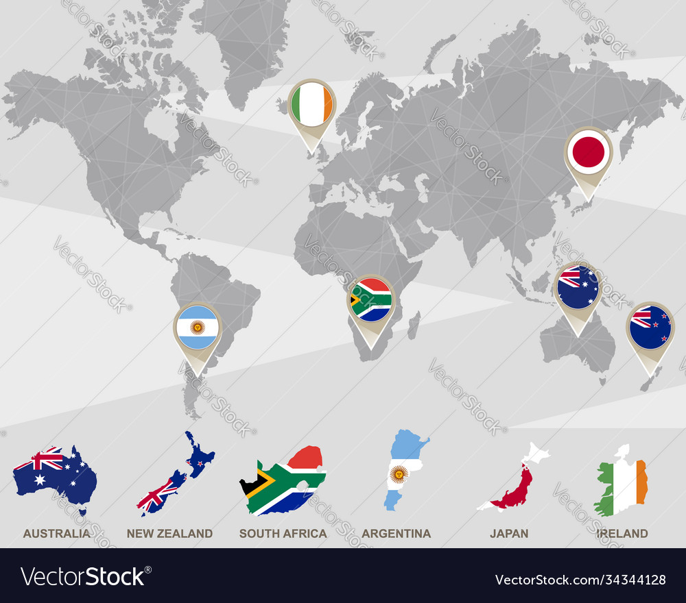 Weltkarte mit australia new zealand South africa