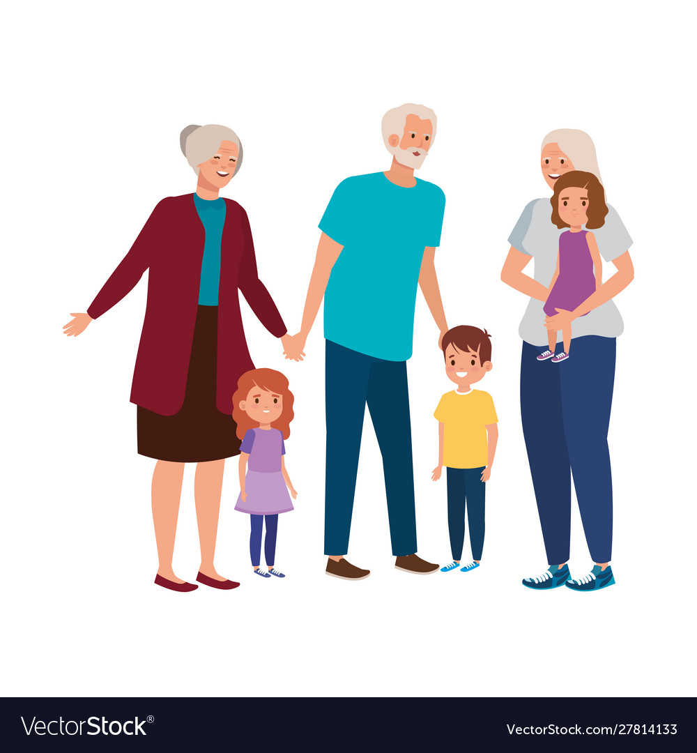 Grandparents with grandchildren avatar character Vector Image