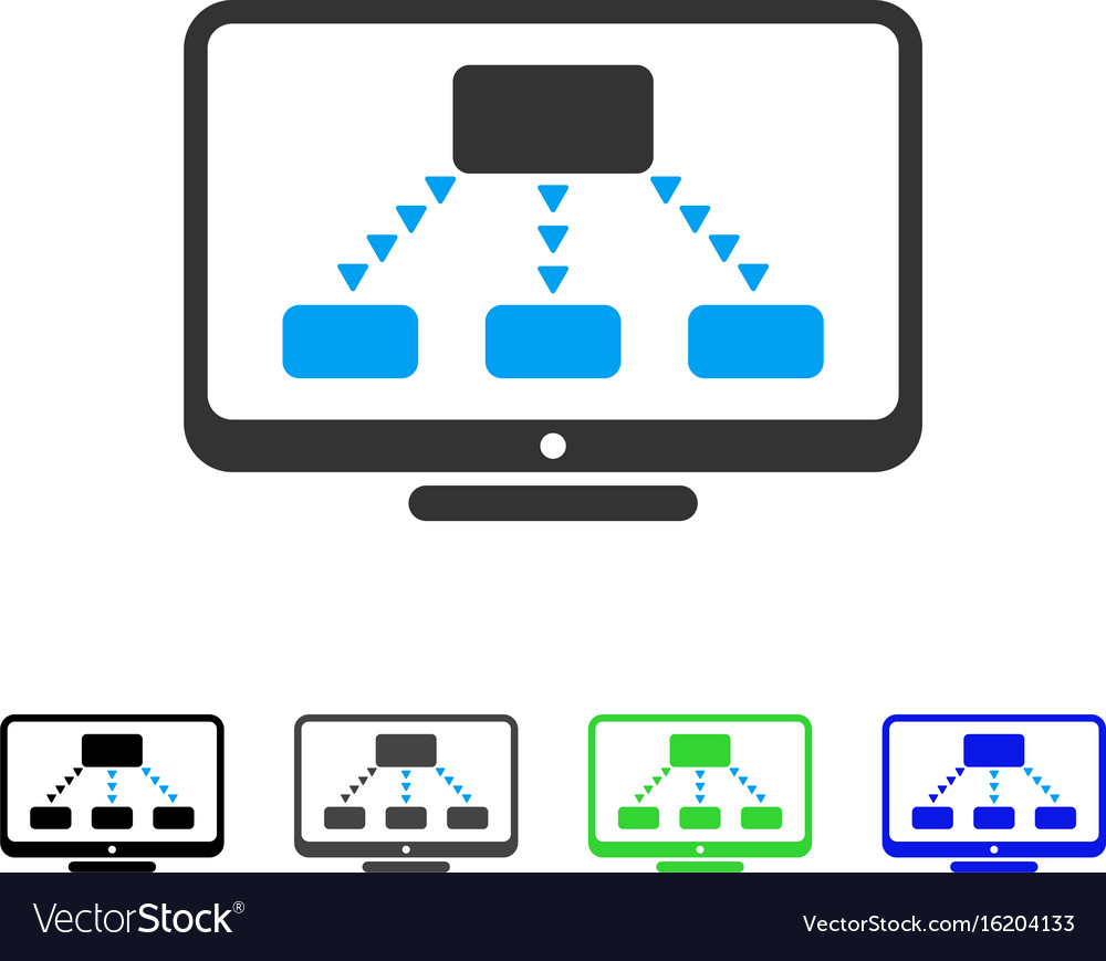 Hierarchy monitoring flat icon Royalty Free Vector Image