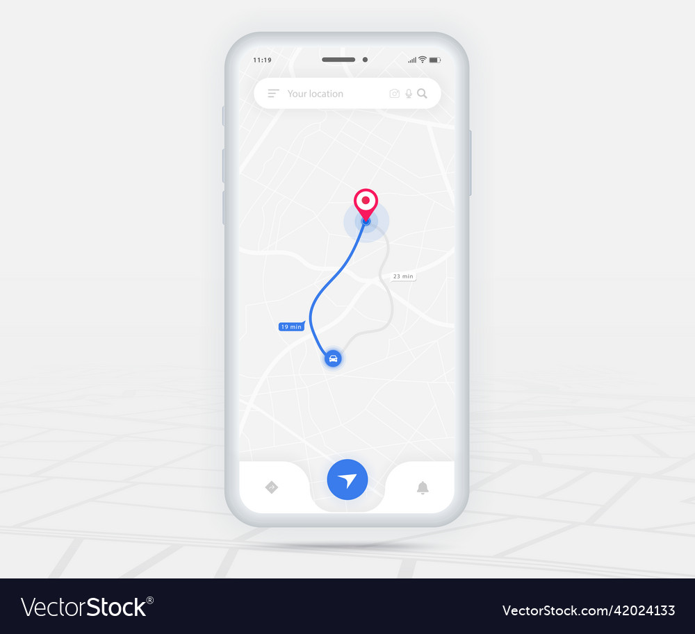 Map gps navigation app ux ui concept mobile Vector Image