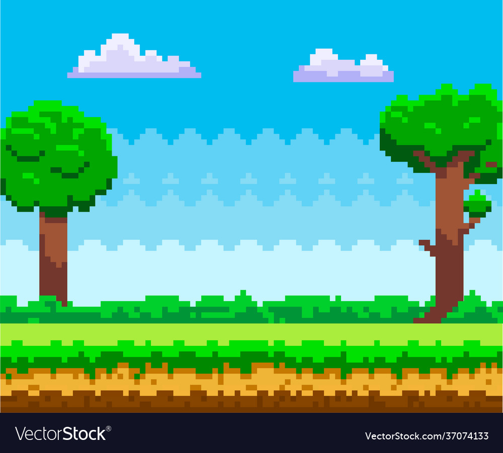 Pixel-game background pixel art game scene with Vector Image