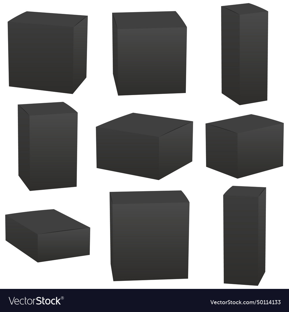 Set of black box mockup package mock up