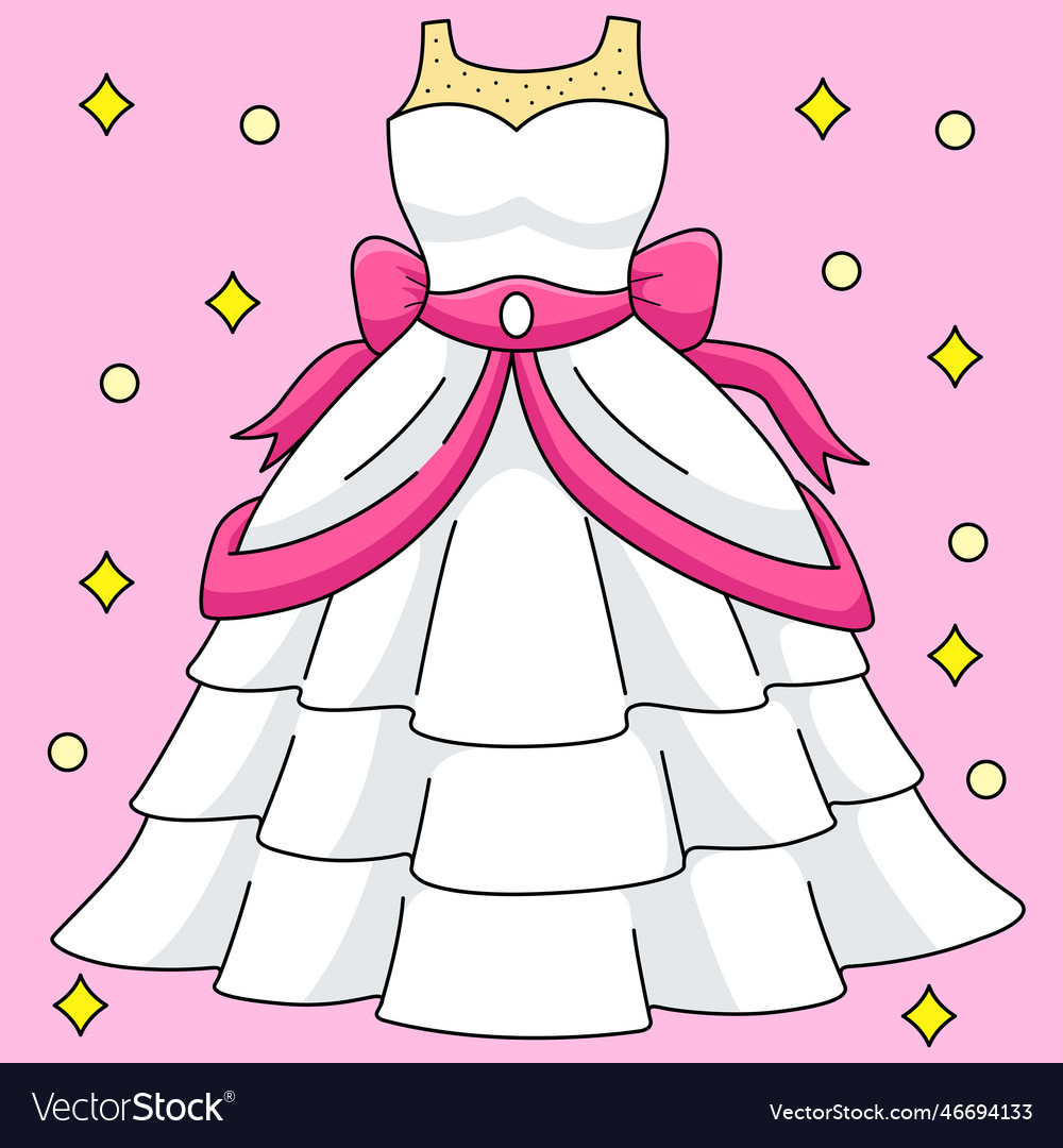 Wedding gown colored cartoon Royalty Free Vector Image