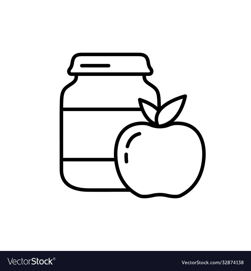 Apple baby food linear icon complementary