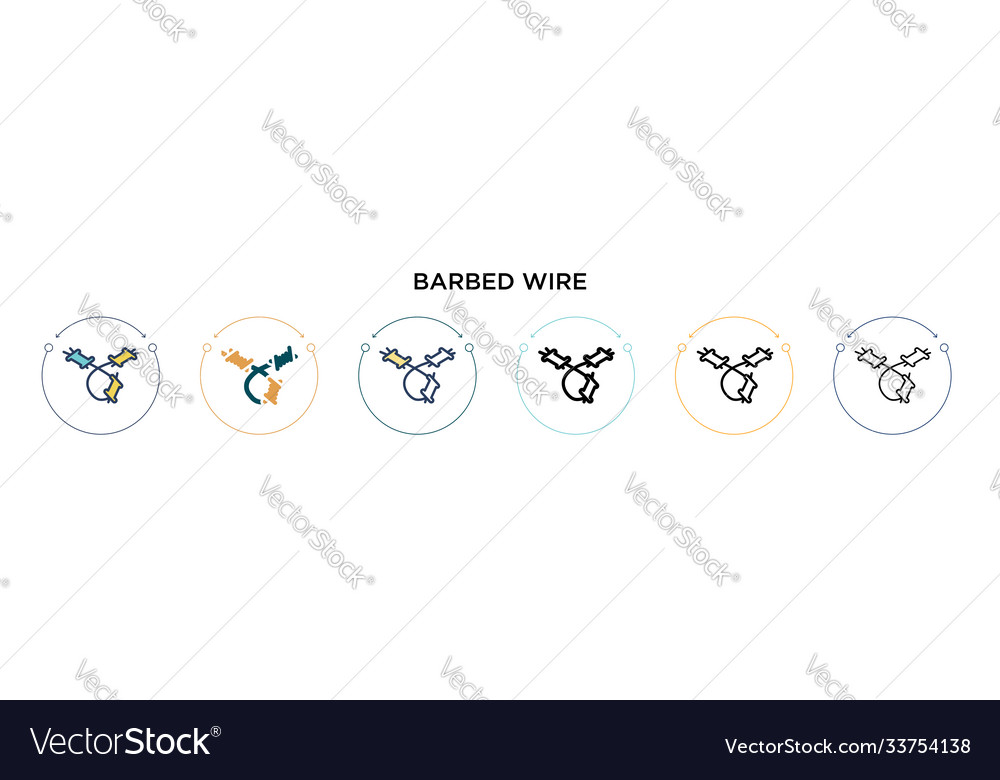 Barbed wire icon in filled thin line outline