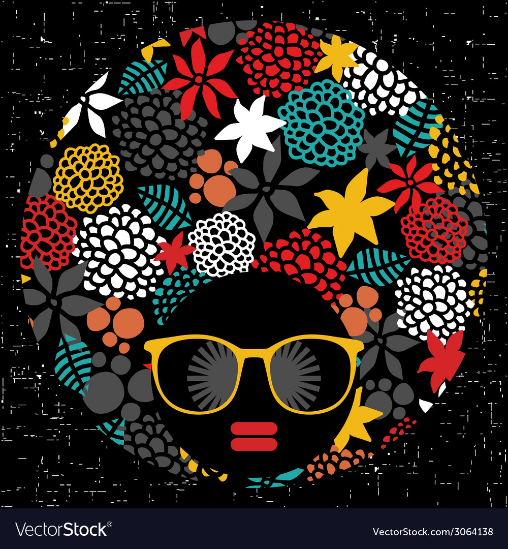 Black head woman in retro glasses