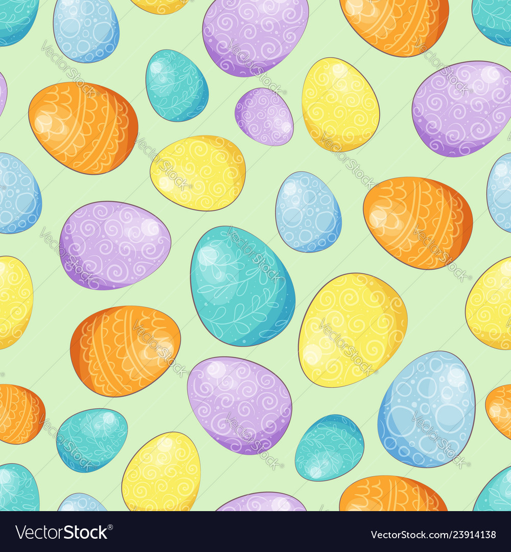 Easter seamless pattern with colorful eggs Vector Image