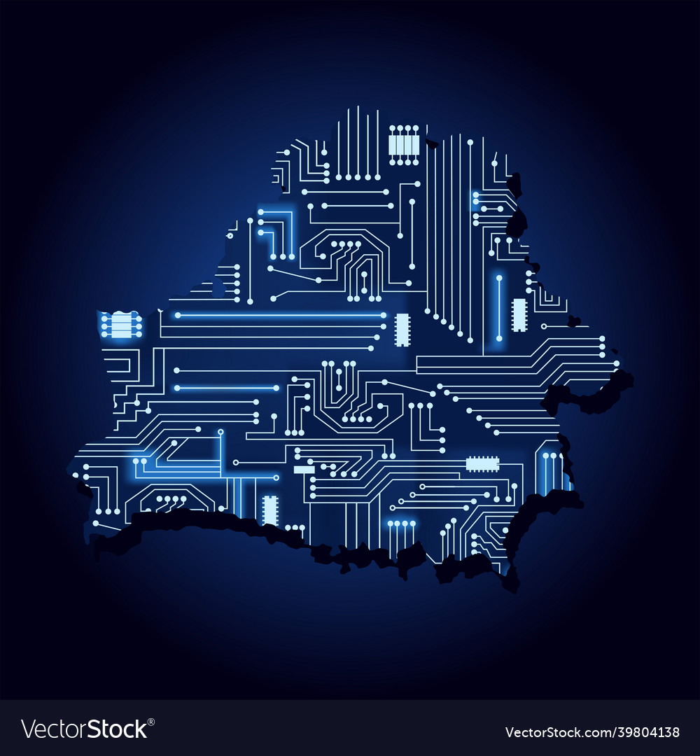 Map of belarus with electronic circuit