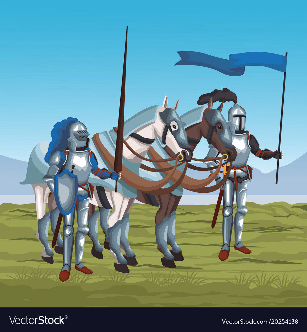 Medieval warriors on war Royalty Free Vector Image