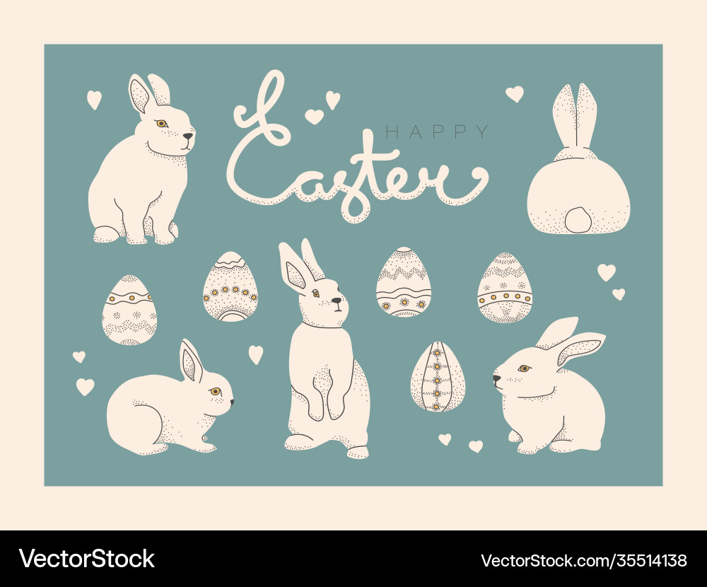 Set easter concept elements happy easter Vector Image