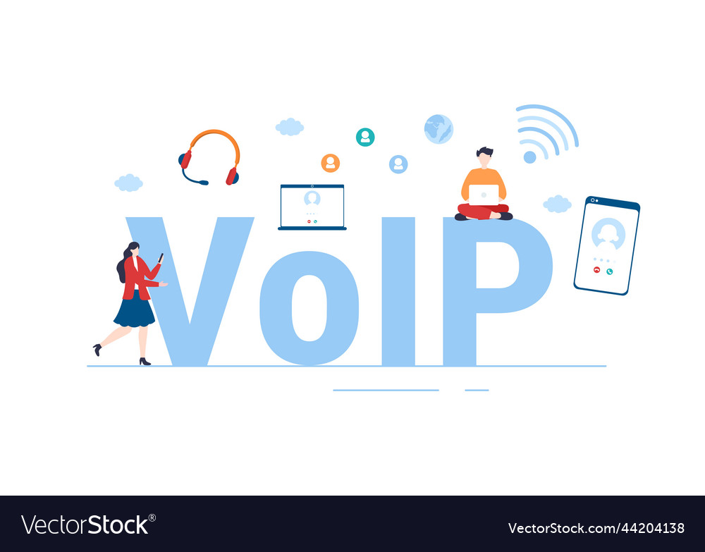 Voip or voice over internet protocol Royalty Free Vector