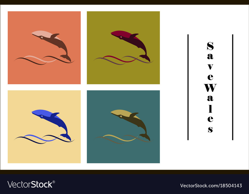 Assembly of flat icons on theme save whales