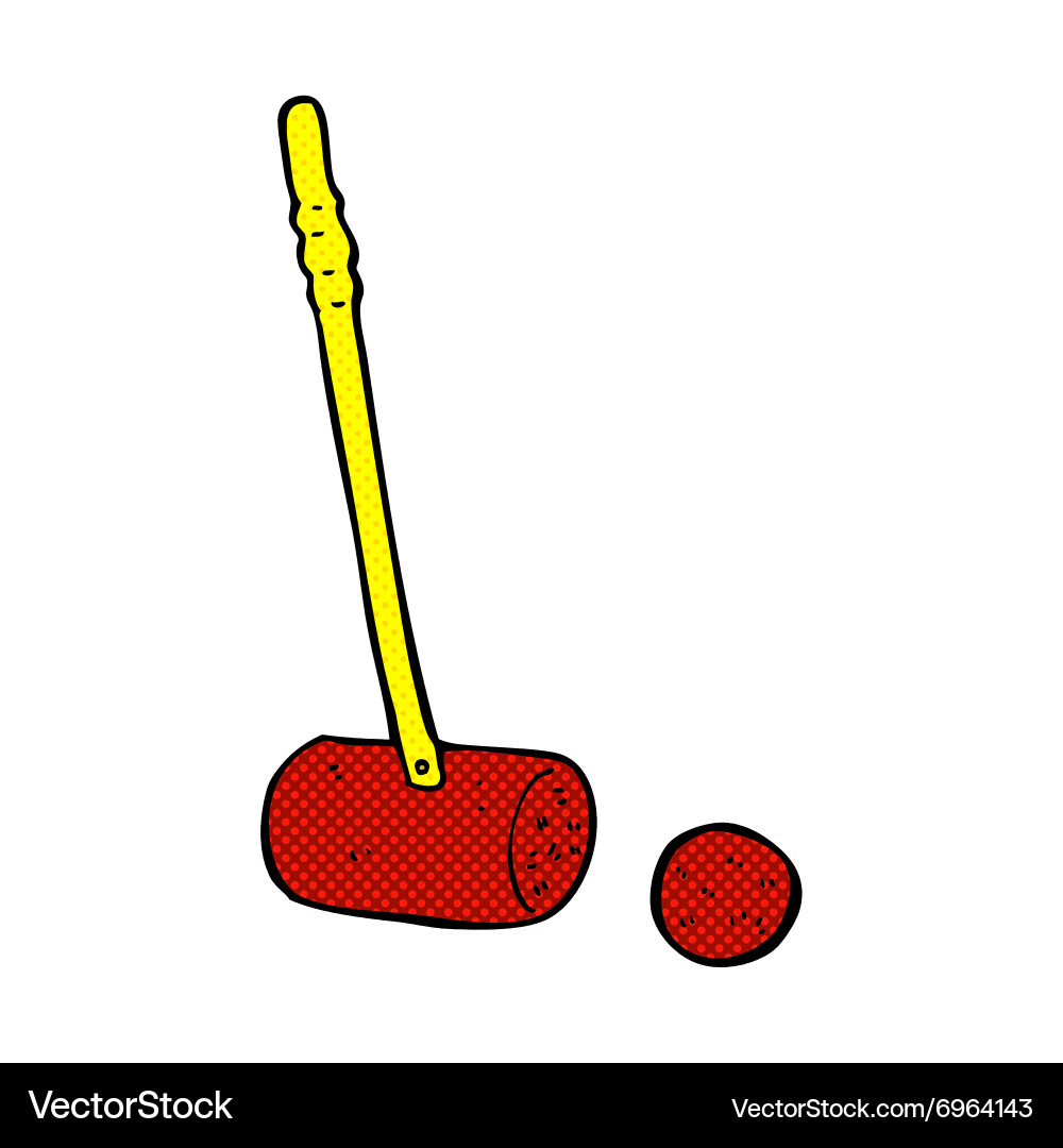 Comic cartoon croquet mallet and ball Royalty Free Vector