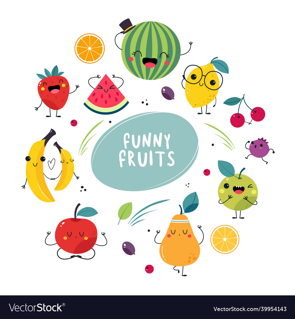 Funny fruit character with smiling face and arm