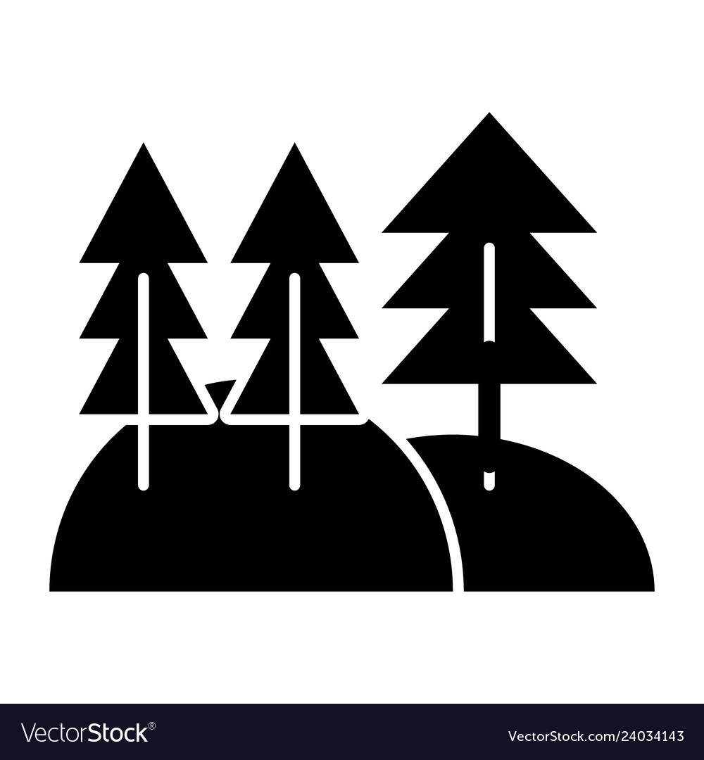 Pine forest solid icon woods Royalty Free Vector Image