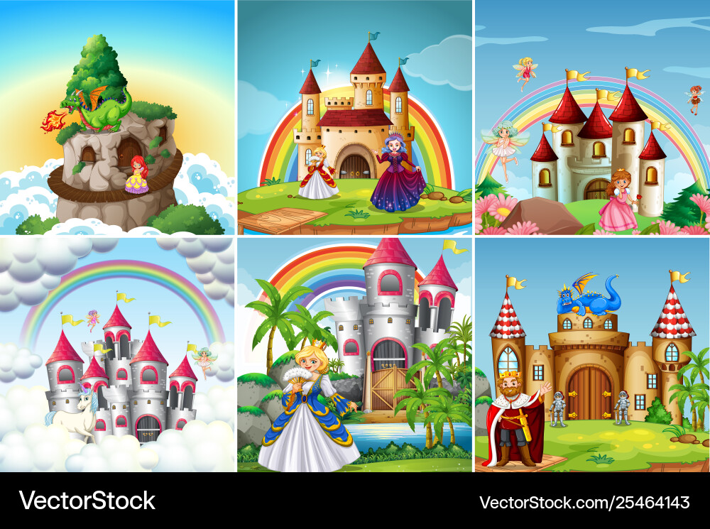 Set medieval castle Royalty Free Vector Image - VectorStock