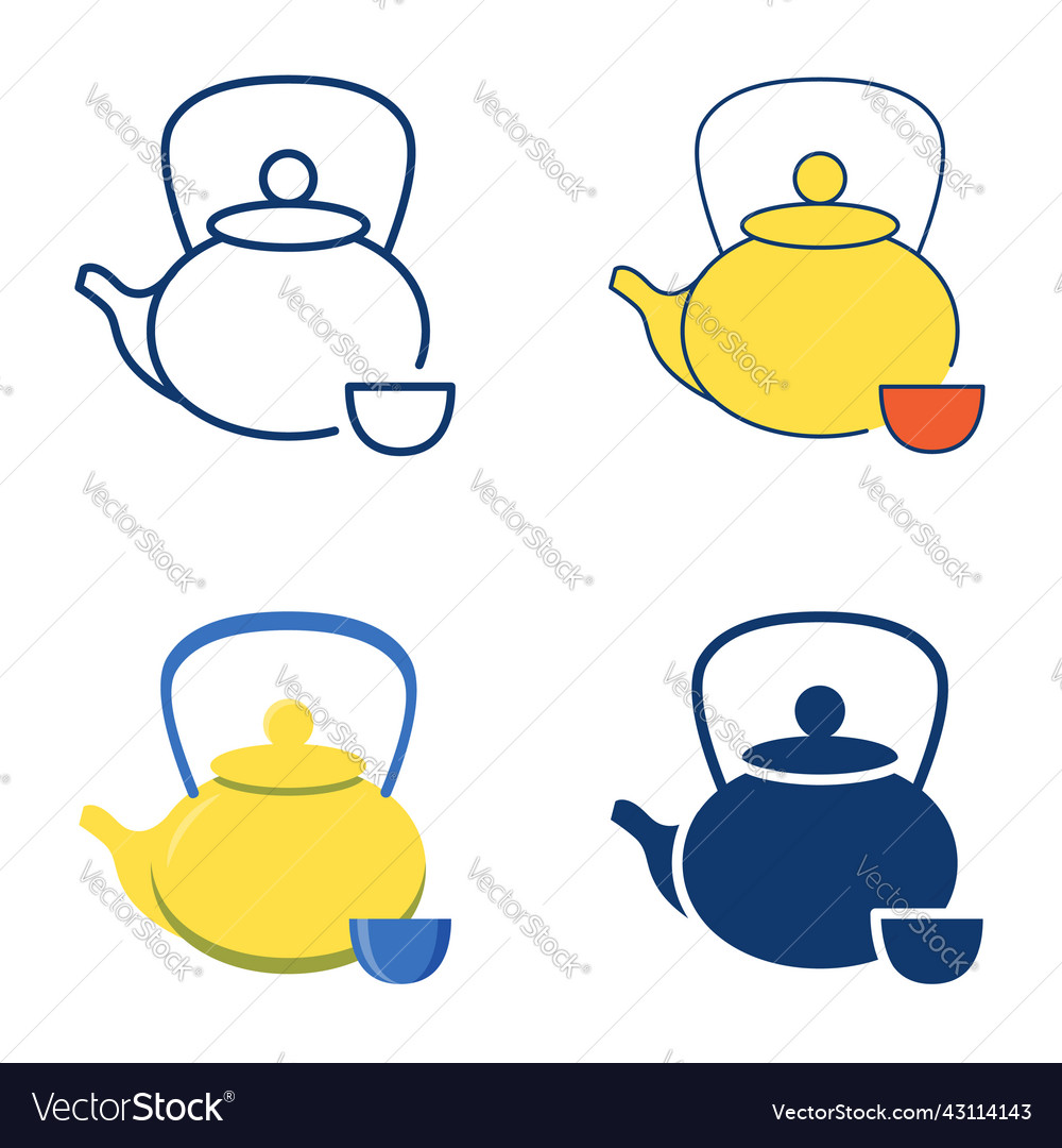 Tea icon set in flat and line style Royalty Free Vector