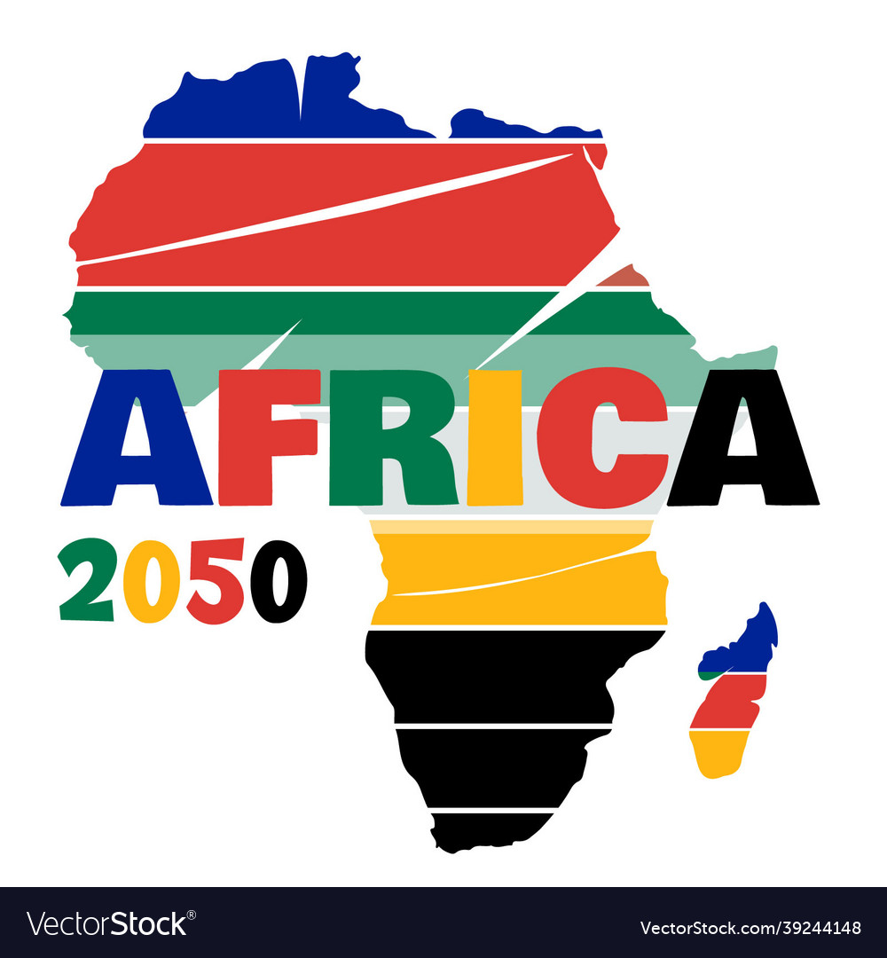 Africa 2050 futurecolorful map Royalty Free Vector Image