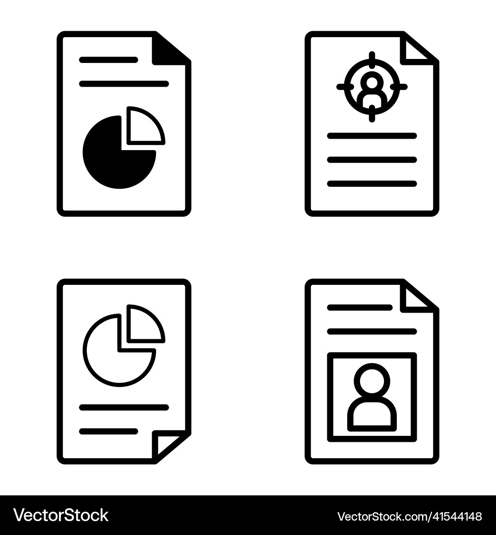 Docs1-2 flat icon set isolated on white background