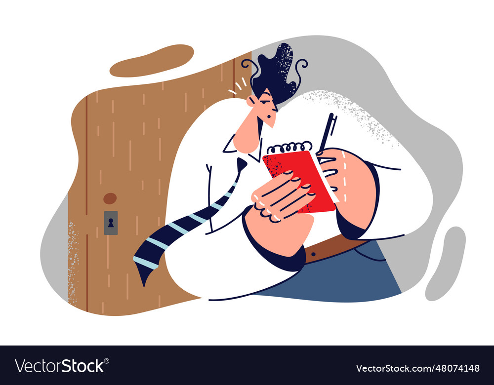 man-is-spying-on-competitors-standing-at-door-vector-image